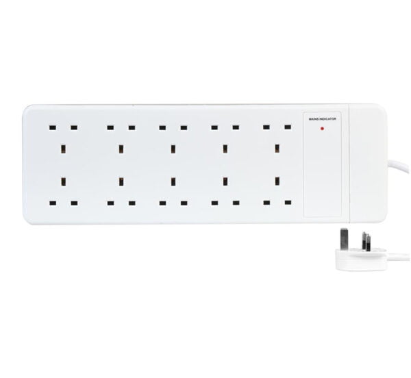 8-Gang Extension, White, 2m Lead